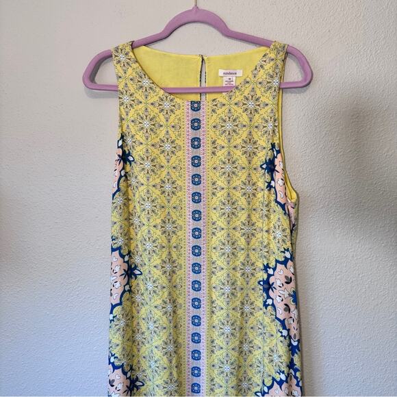 Sundance Yellow Purple Floral Sleeveless Shift Dress Womens 14 Modest Summer - Picture 4 of 10